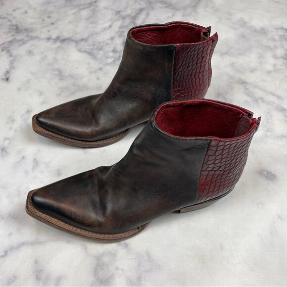 Freebird by Steven Rule Leather + Croc Embossed Ankle Booties - Picture 5 of 11